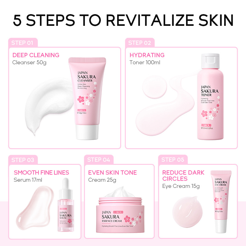 LAIKOU Sakura 5pcs Skin Care K - Essence Serum Toner review and price