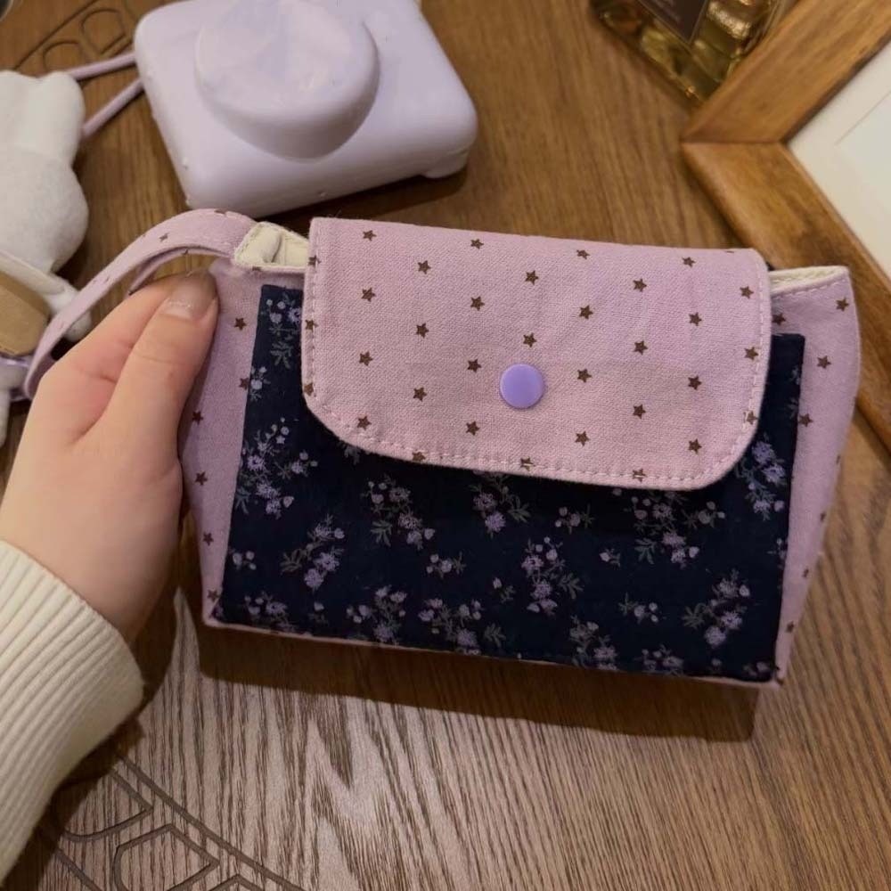 Purple Print Floral Makeup Bag - Lifestyle In Korean review and price