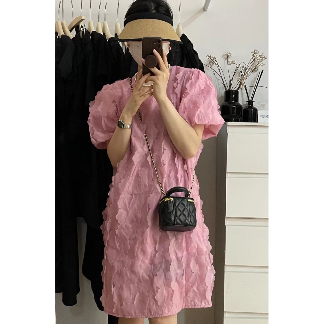 Floral Bubble Sleeve Dress Kor - Korean Daily Lifestyle review and price