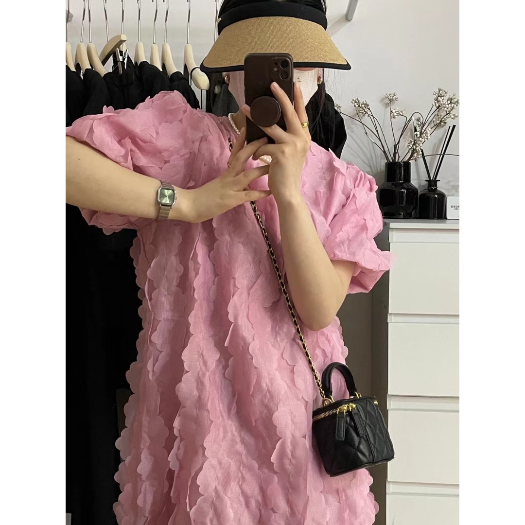 Floral Bubble Sleeve Dress Kor - Korean Daily Lifestyle review and price